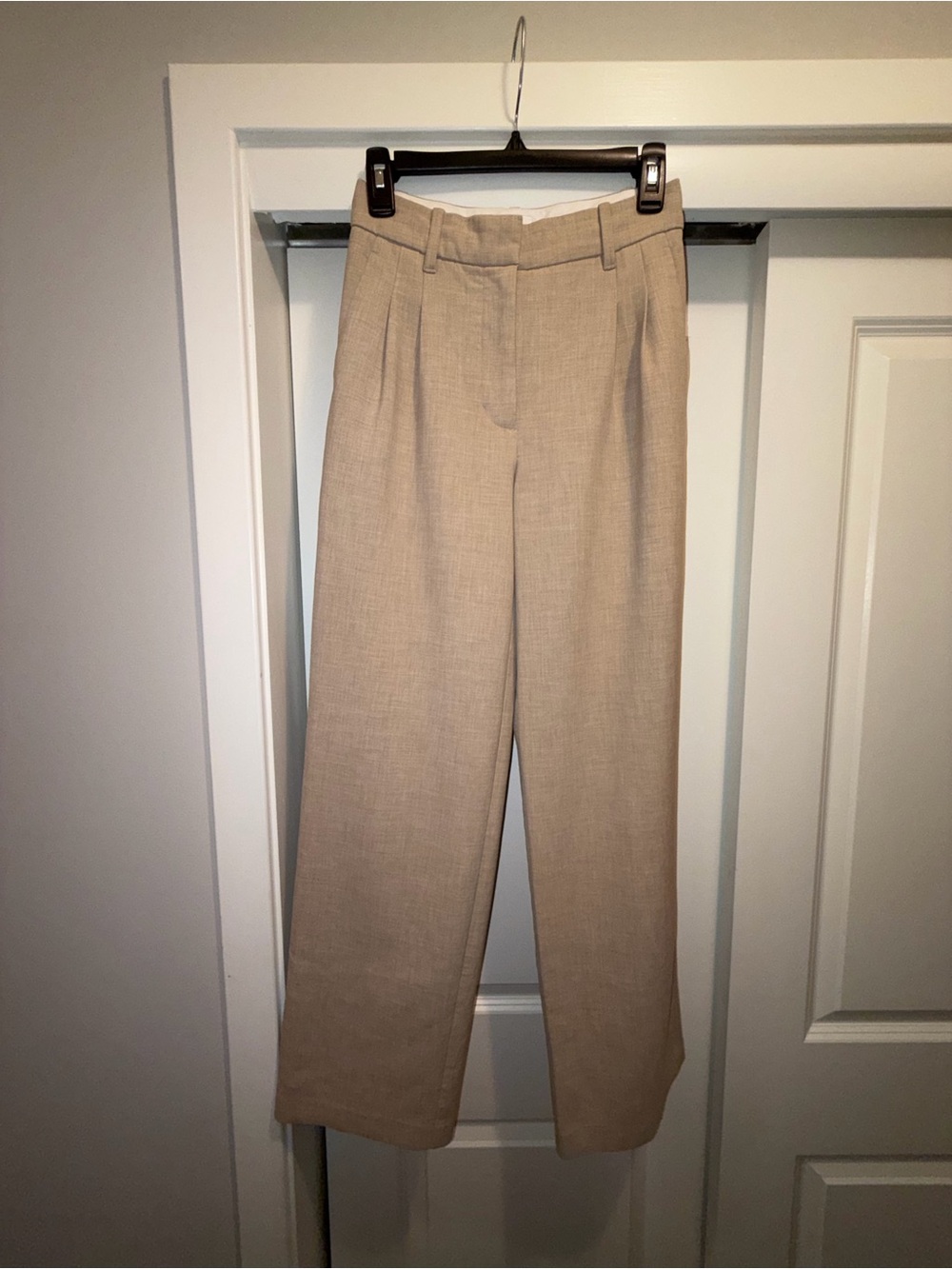 Aritzia The Effortless Pant High Waist Wideleg Heather Oat Beige